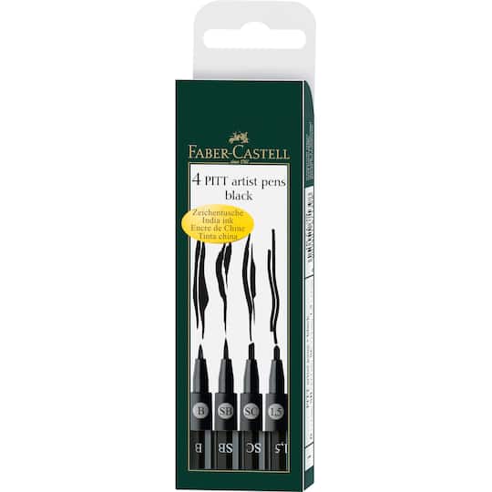 Faber-Castell&#xAE; PITT&#xAE; 4 Piece Black Artist Pen Set